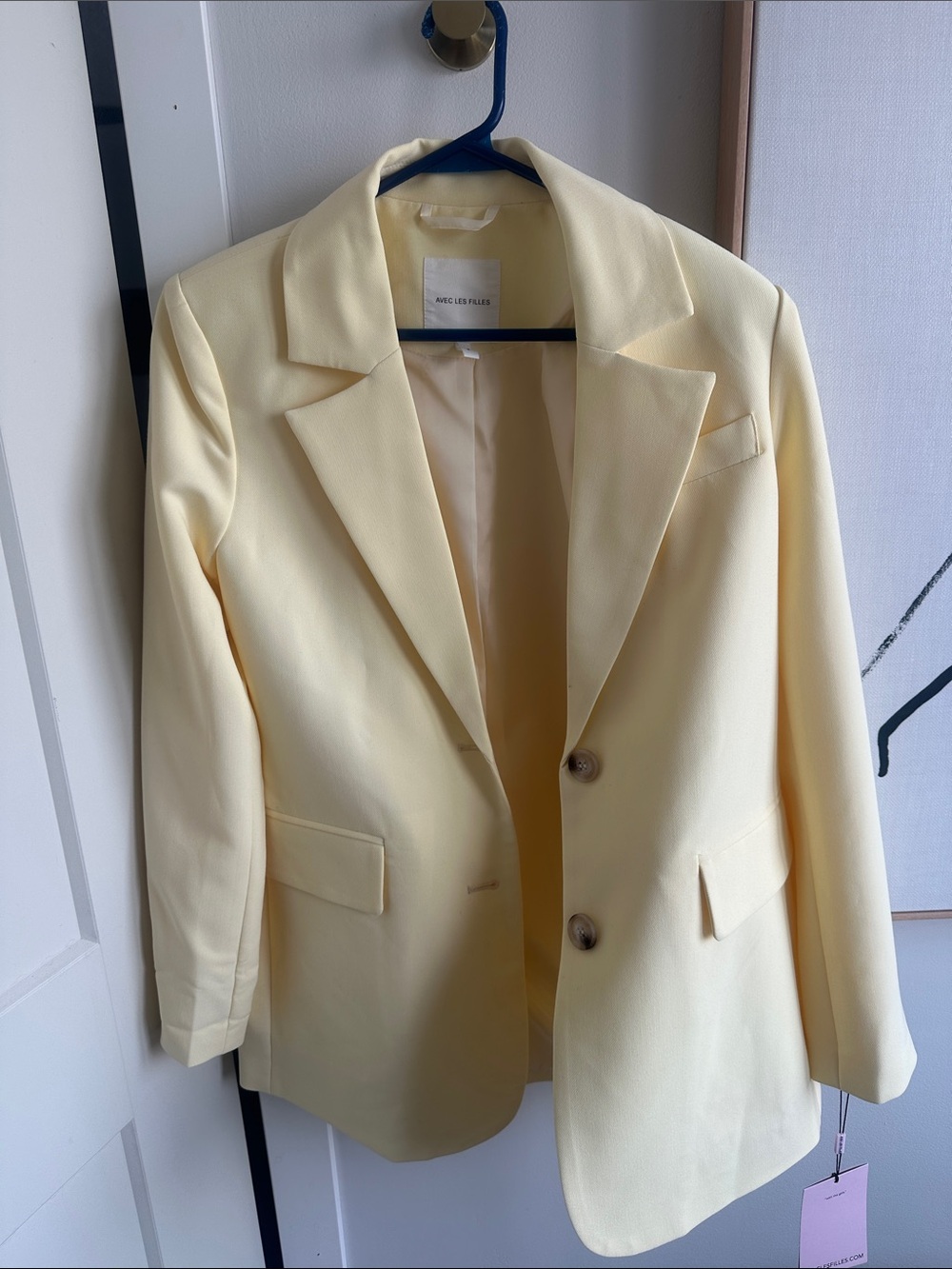 Avec Les Filles Pastel Yellow Tailored Blazer